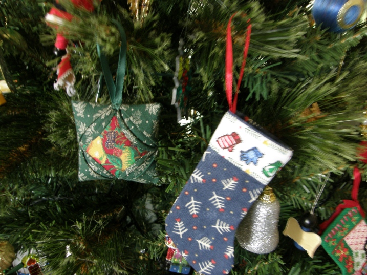 Cathedral Window and Stocking ornaments