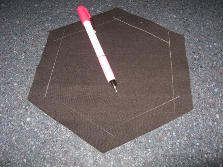 Marking the position of the small hexagon.